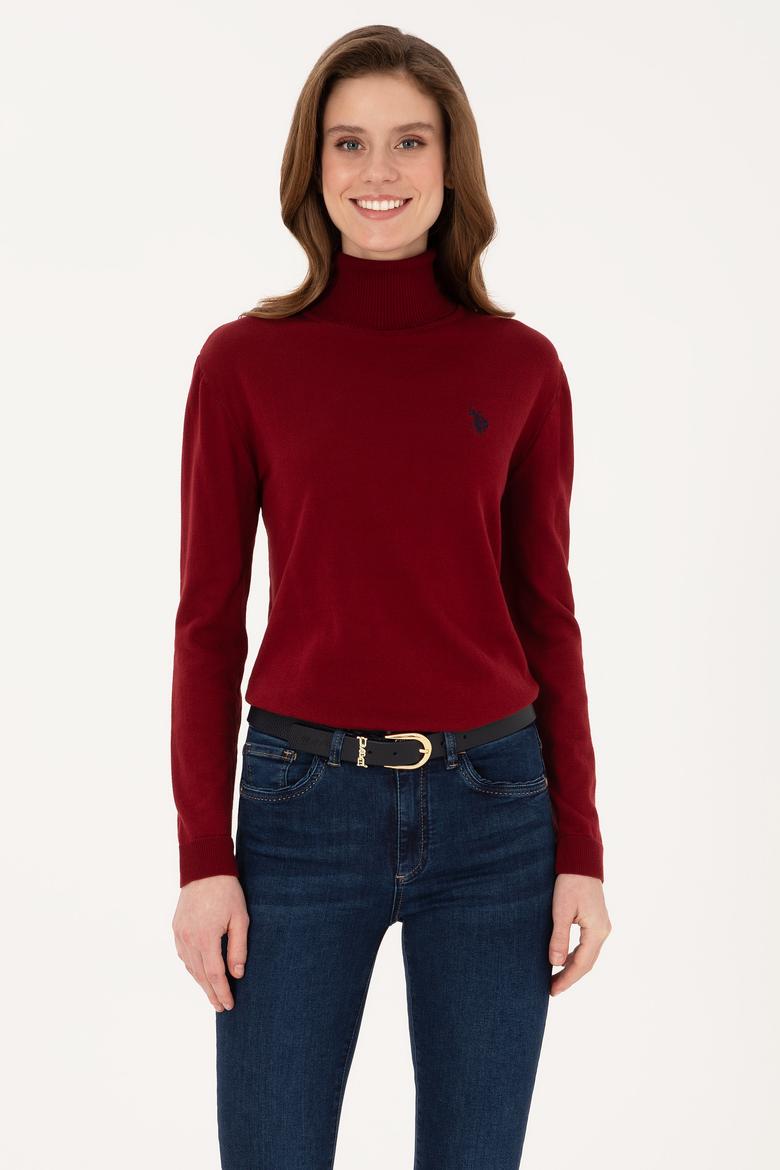 Kadın Bordo Basic Kazak