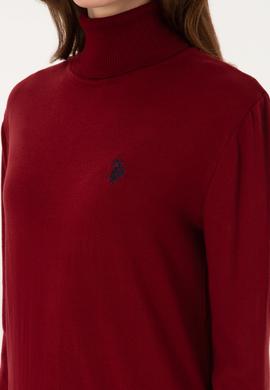 Kadın Bordo Basic Kazak - 50313621024