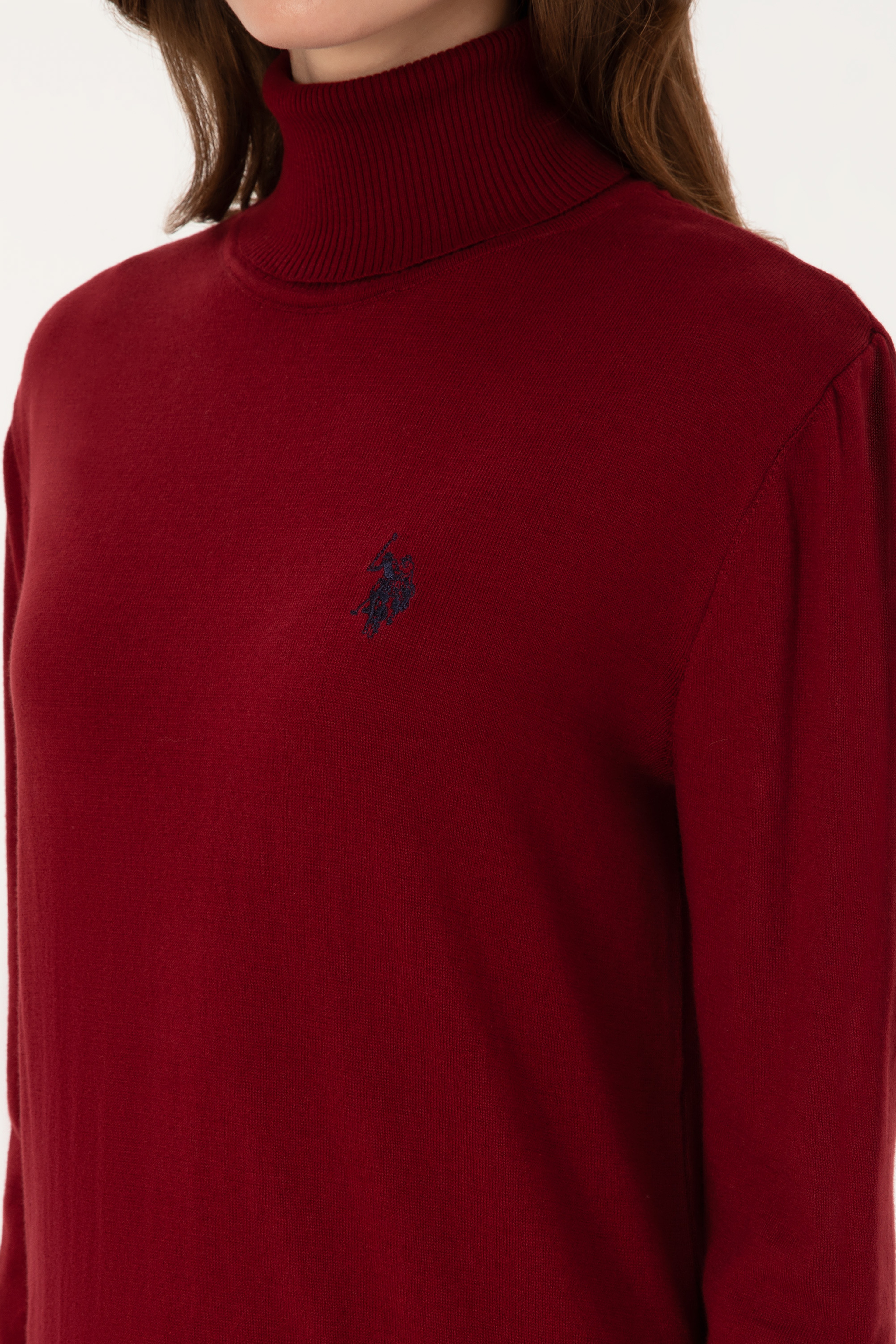 Kadın Bordo Balıkçı Yaka Basic Kazak - Image 7