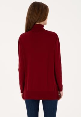 Kadın Bordo Basic Kazak - 50313621024