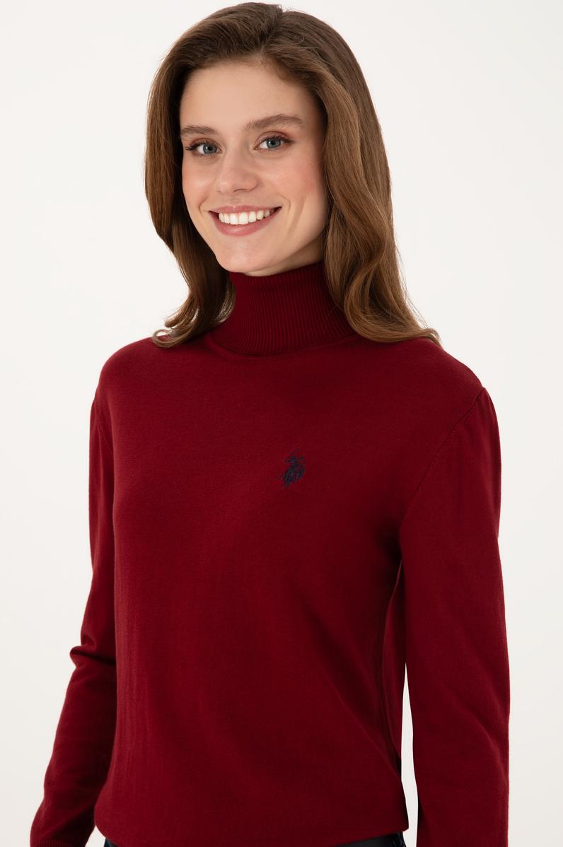 Kadın Bordo Basic Kazak