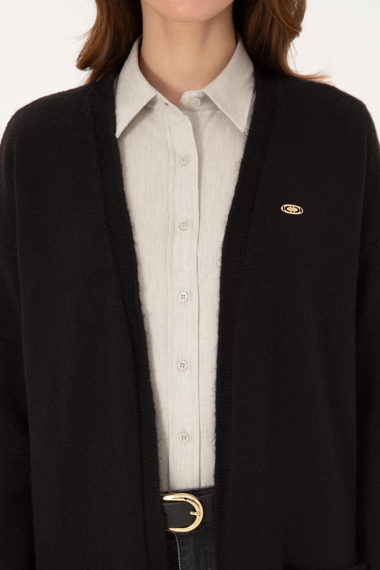 Kadın Siyah Triko Hırka - 50314660024