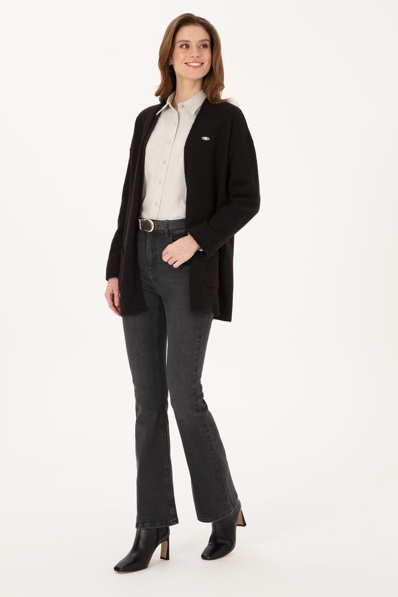 Kadın Siyah Triko Hırka - 50314660024