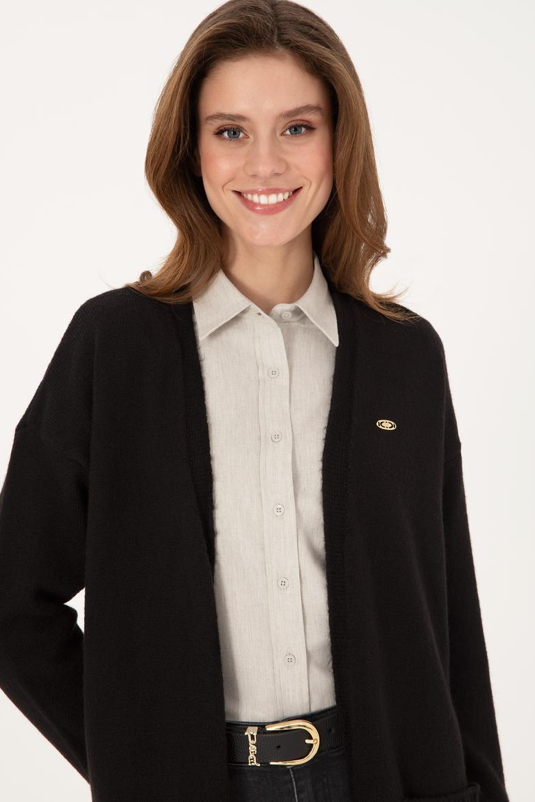 Kadın Siyah Triko Hırka - 50314660024