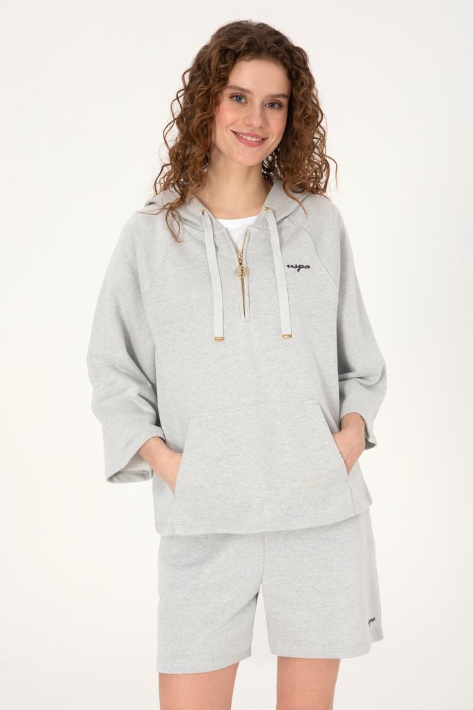 Kadın Gri Melanj Basic Sweatshirt