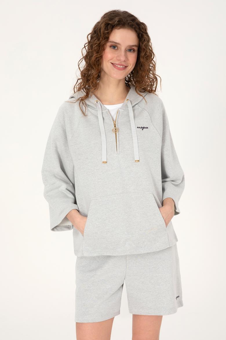 Kadın Gri Melanj Basic Sweatshirt