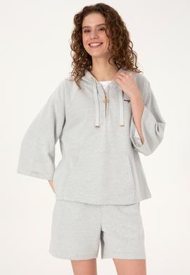 Kadın Gri Melanj Basic Sweatshirt - 50319959013