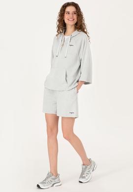 Kadın Gri Melanj Örme Şort - 50319960015