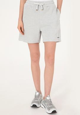 Kadın Gri Melanj Örme Şort - 50319960015