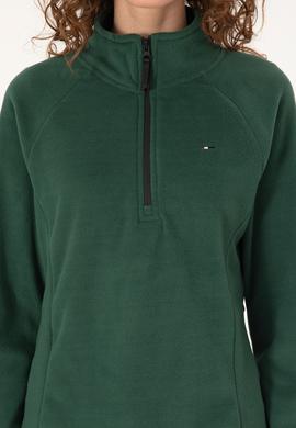 Kadın Koyu Yeşil Fermuarlı Dik Yaka Polar Sweatshirt - 50316714025