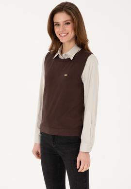 Kadın Koyu Kahverengi Bisiklet yaka Süveter - 50314625031