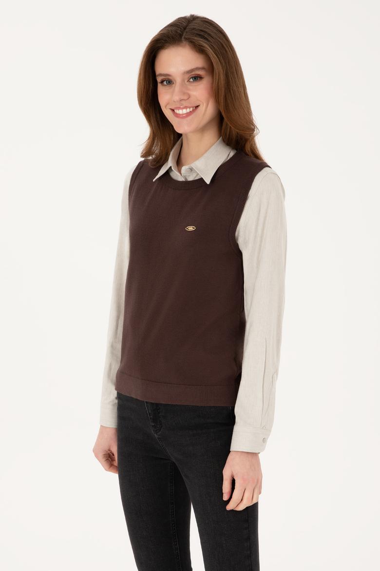 Kadın Koyu Kahverengi Bisiklet yaka Süveter - 50314625031