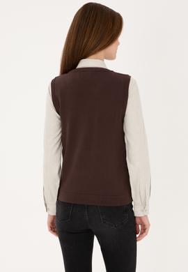 Kadın Koyu Kahverengi Bisiklet yaka Süveter - 50314625031