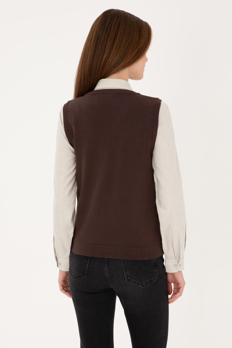 Kadın Koyu Kahverengi Bisiklet yaka Süveter - 50314625031