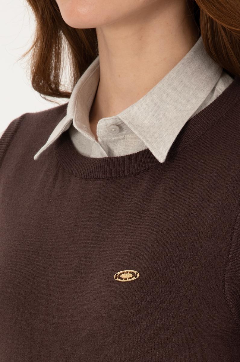 Kadın Koyu Kahverengi Bisiklet yaka Süveter