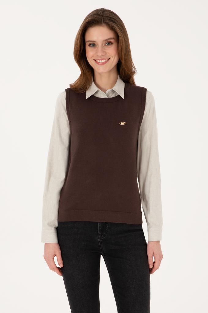 Kadın Koyu Kahverengi Bisiklet yaka Süveter