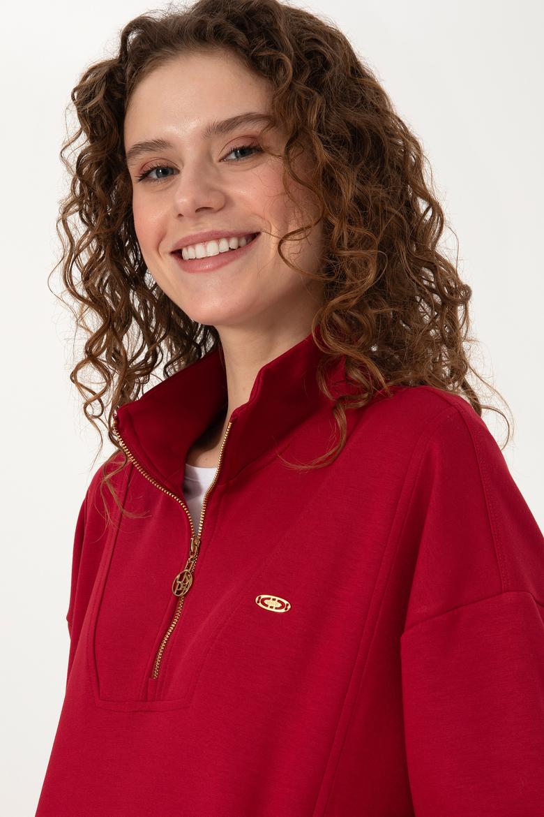 Kadın Koyu Frambuaz Sweatshirt - 50314221003