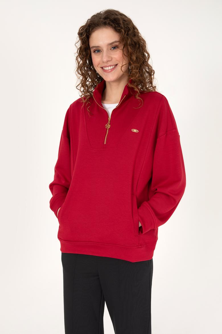 Kadın Koyu Frambuaz Sweatshirt - 50314221003