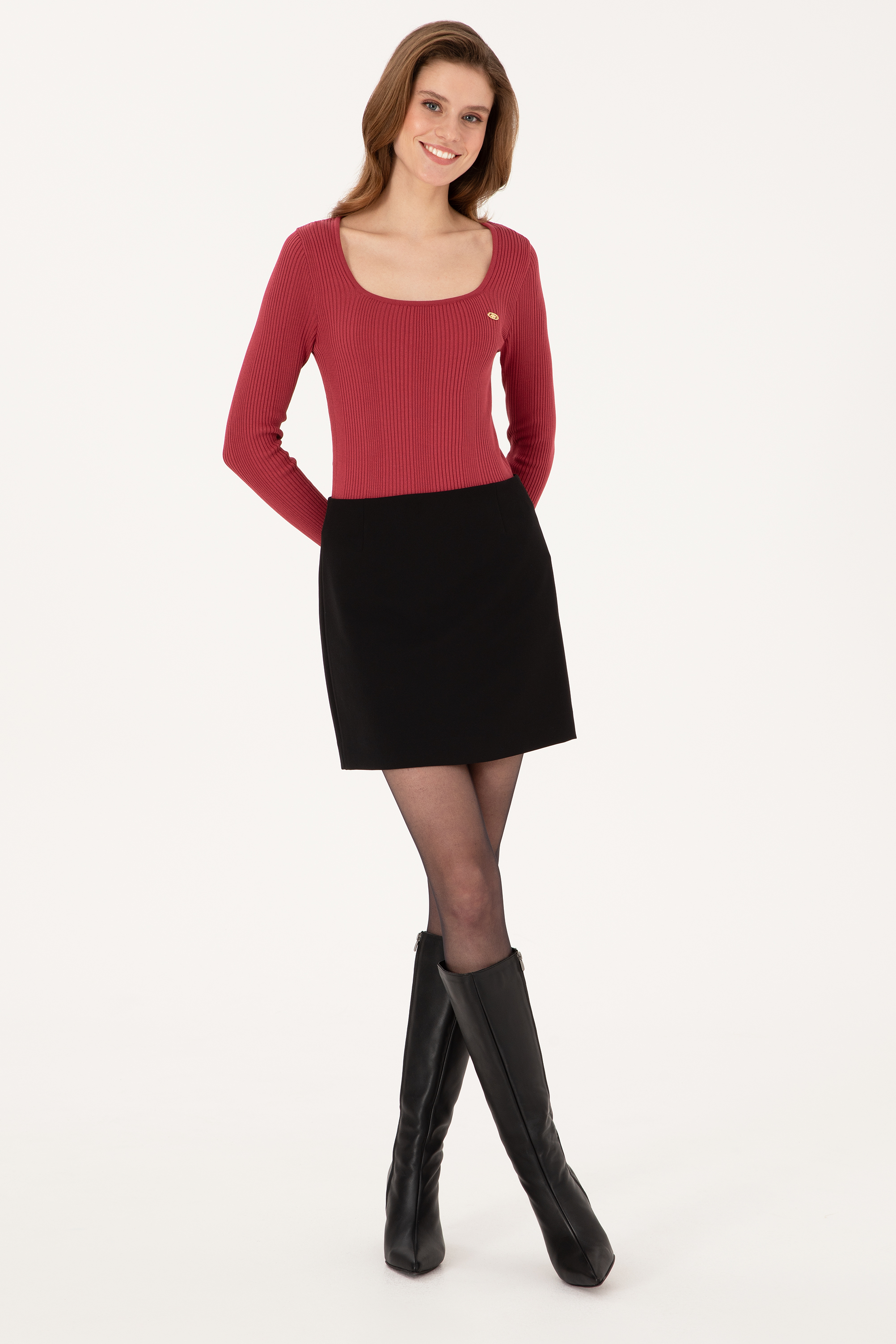 Kadın Koyu Frambuaz Kazak - 50314618015