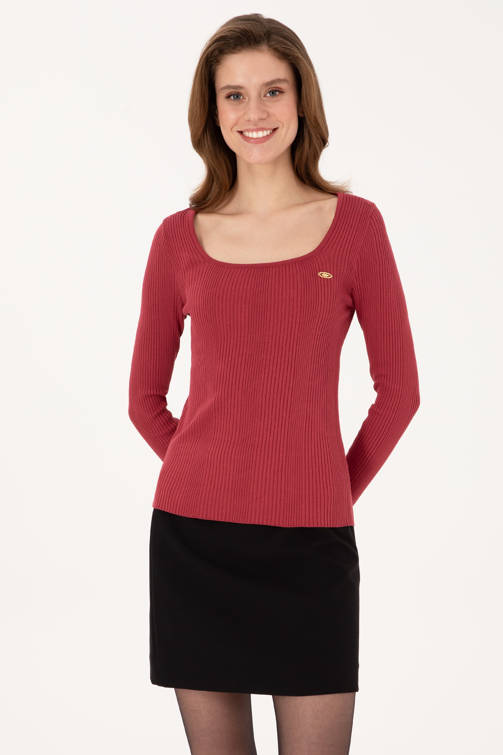 Kadın Koyu Frambuaz Kazak - 50314618015