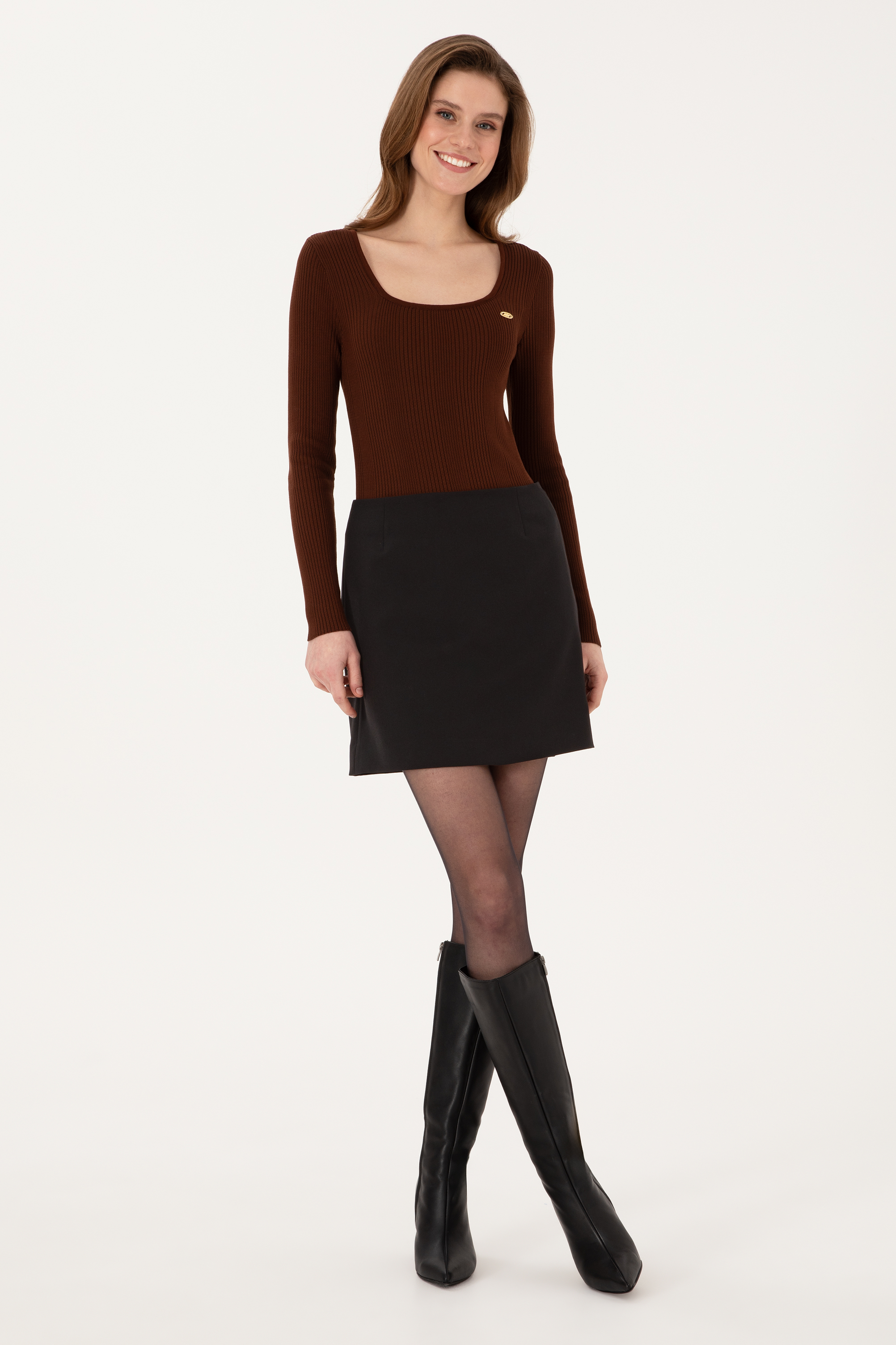 Kadın Kahverengi Kazak - 50314618022