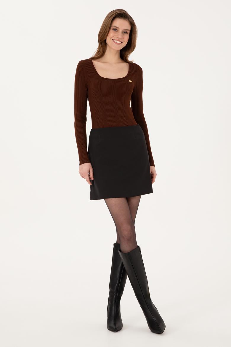 Kadın Kahverengi Kazak - 50314618022