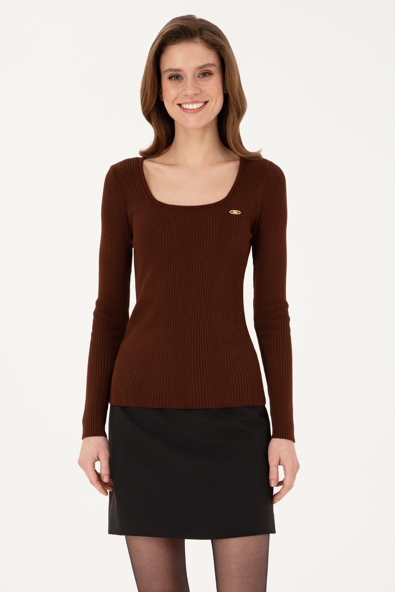 Kadın Kahverengi Kazak