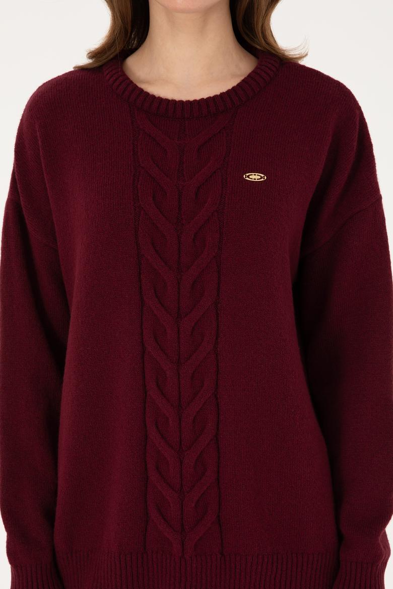 Kadın Bordo Kazak - 50314758028