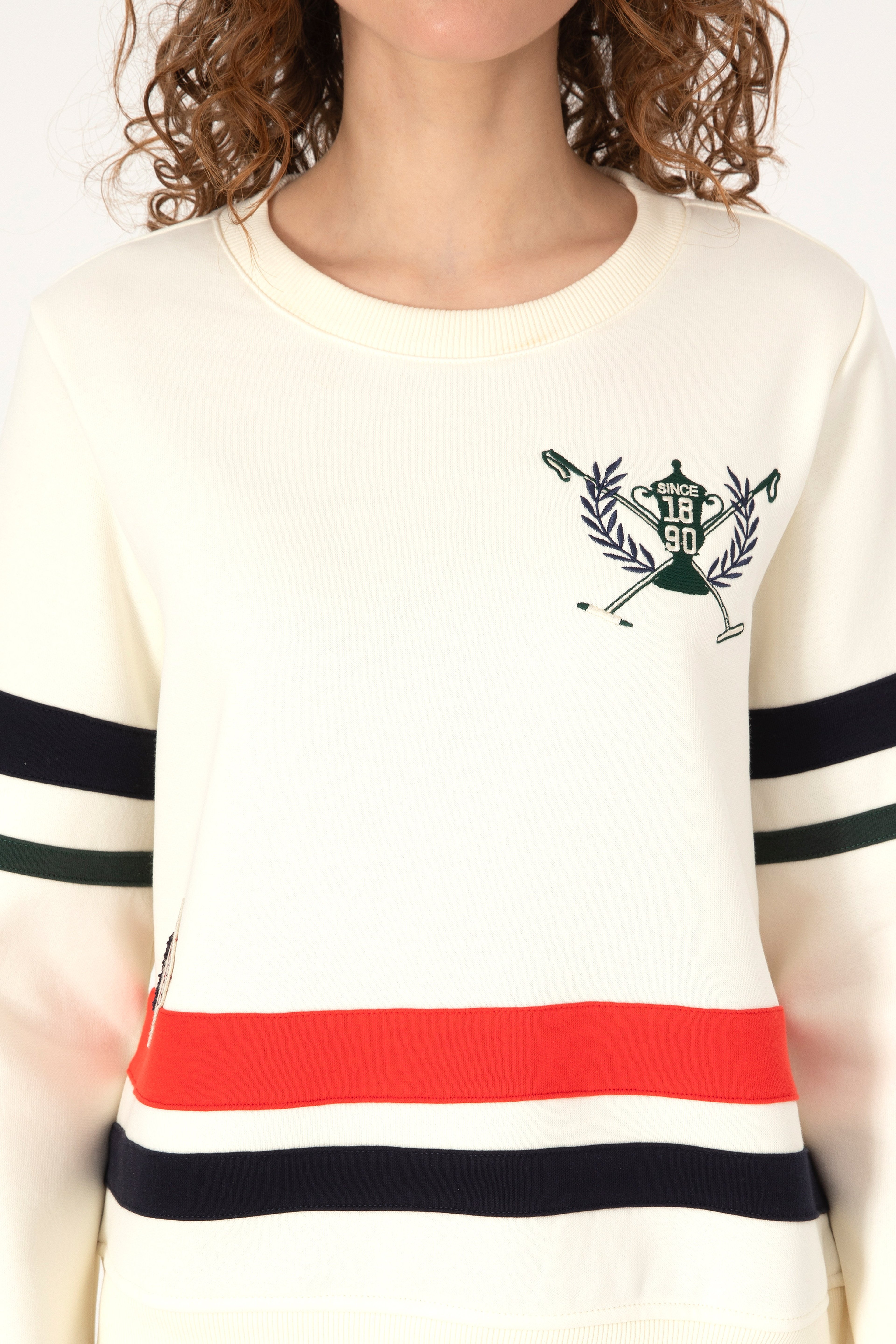 Kadın Krem Bisiklet Yaka Sweatshirt - Image 6