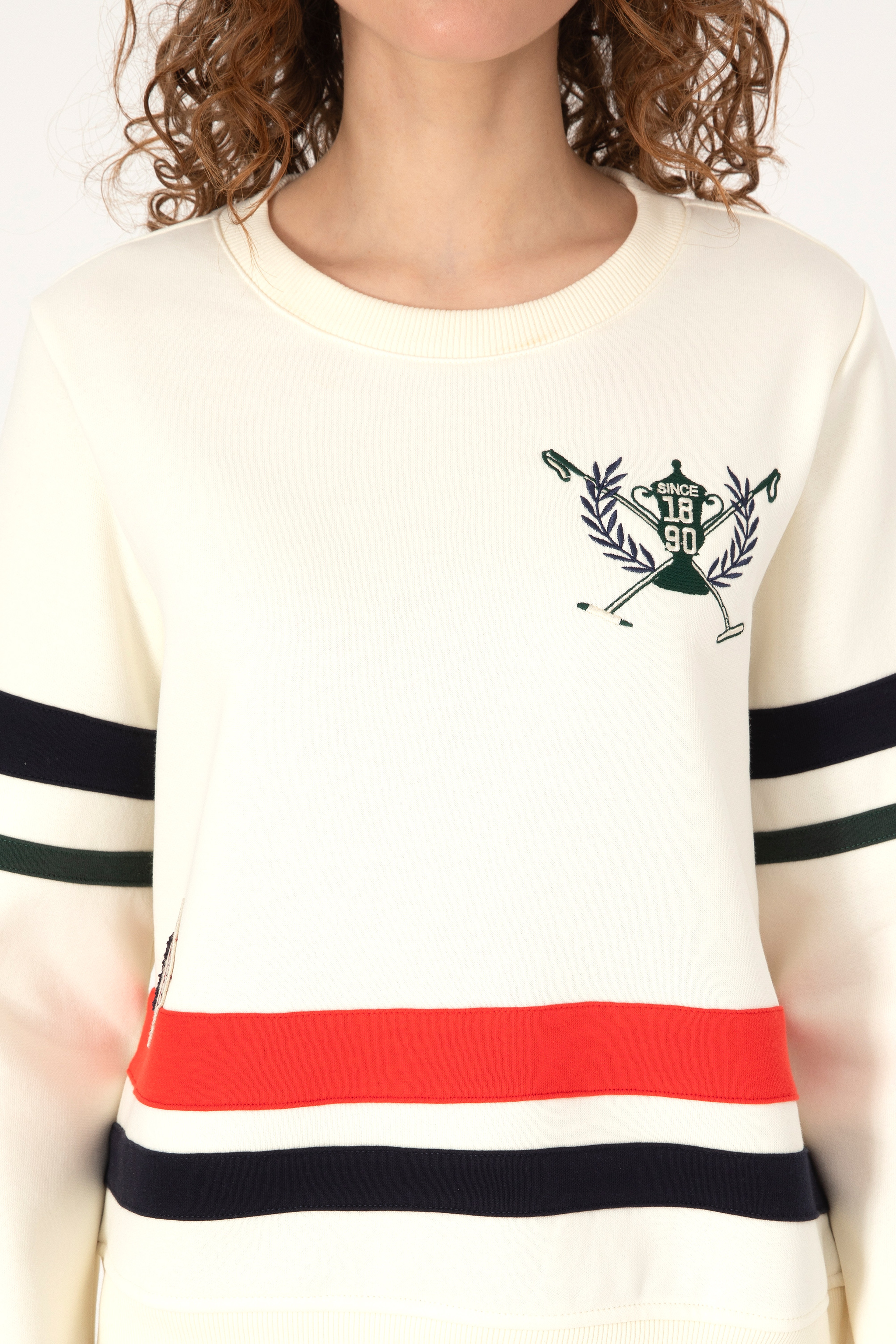 Kadın Krem Bisiklet Yaka Sweatshirt