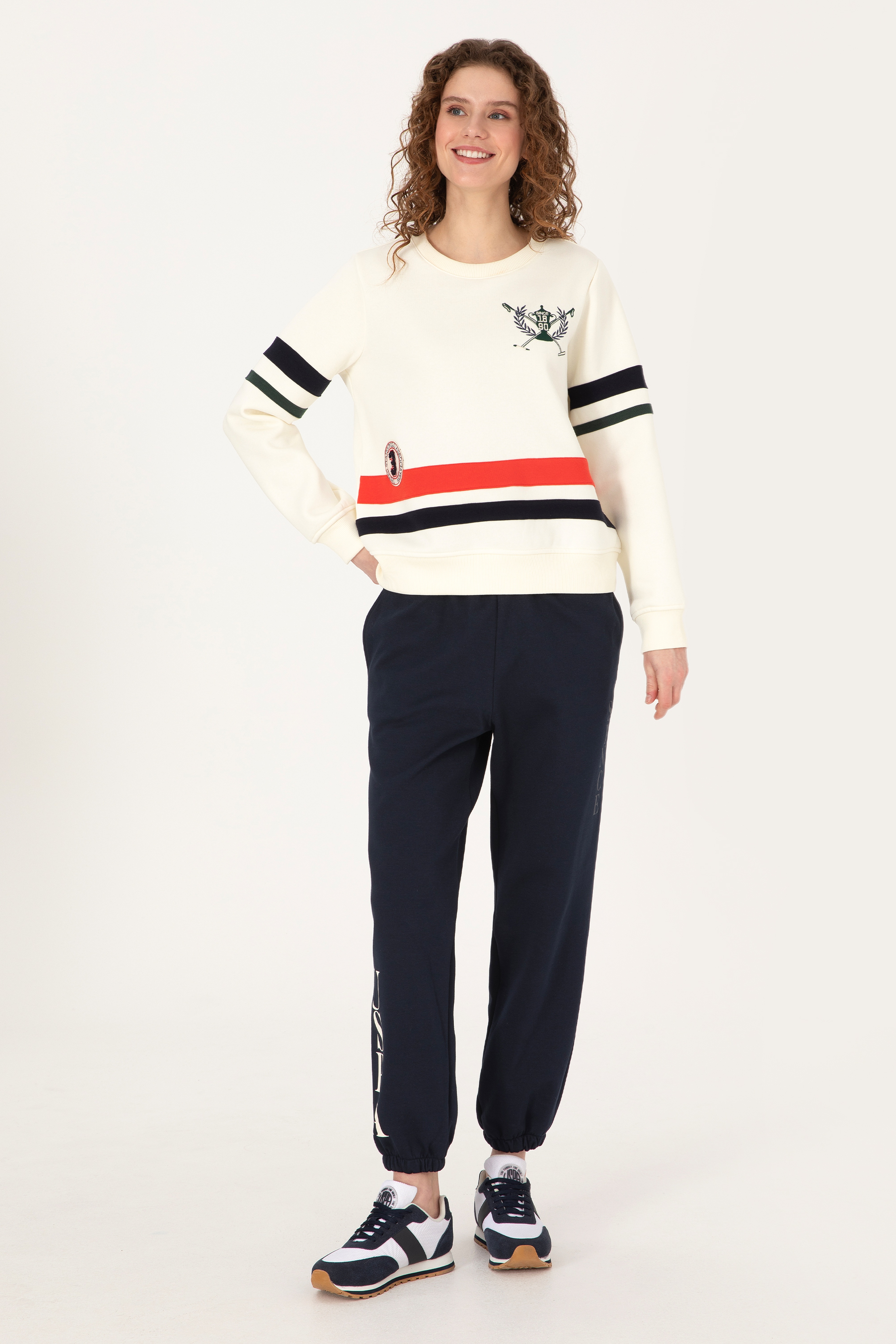 Kadın Krem Bisiklet Yaka Sweatshirt - Image 4