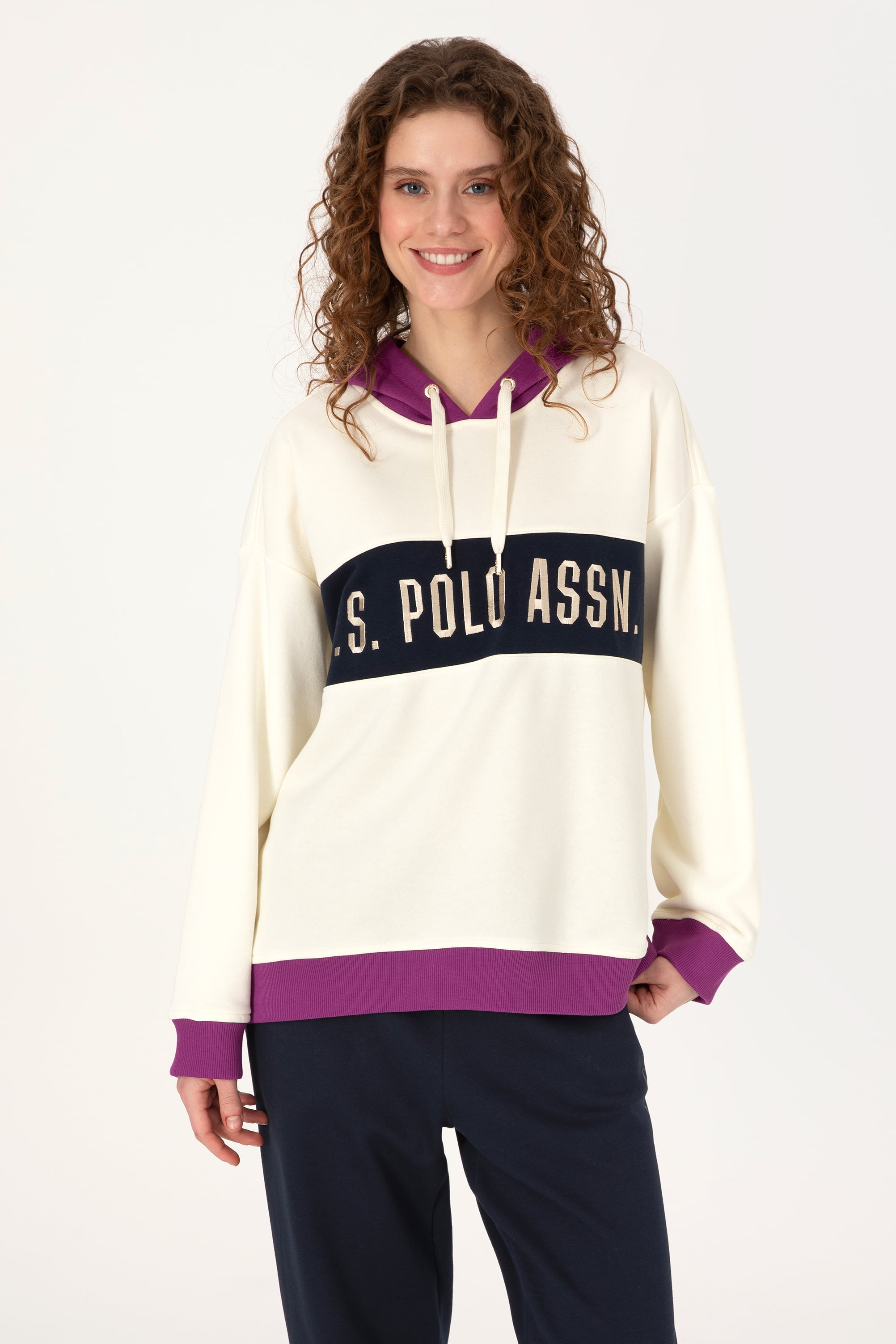 Kadın Krem Kapüşonlu Swearshirt - Image 1