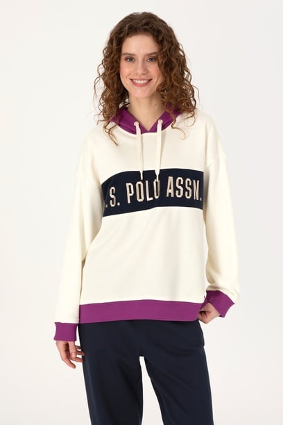 Kadın Krem Kapüşonlu Swearshirt