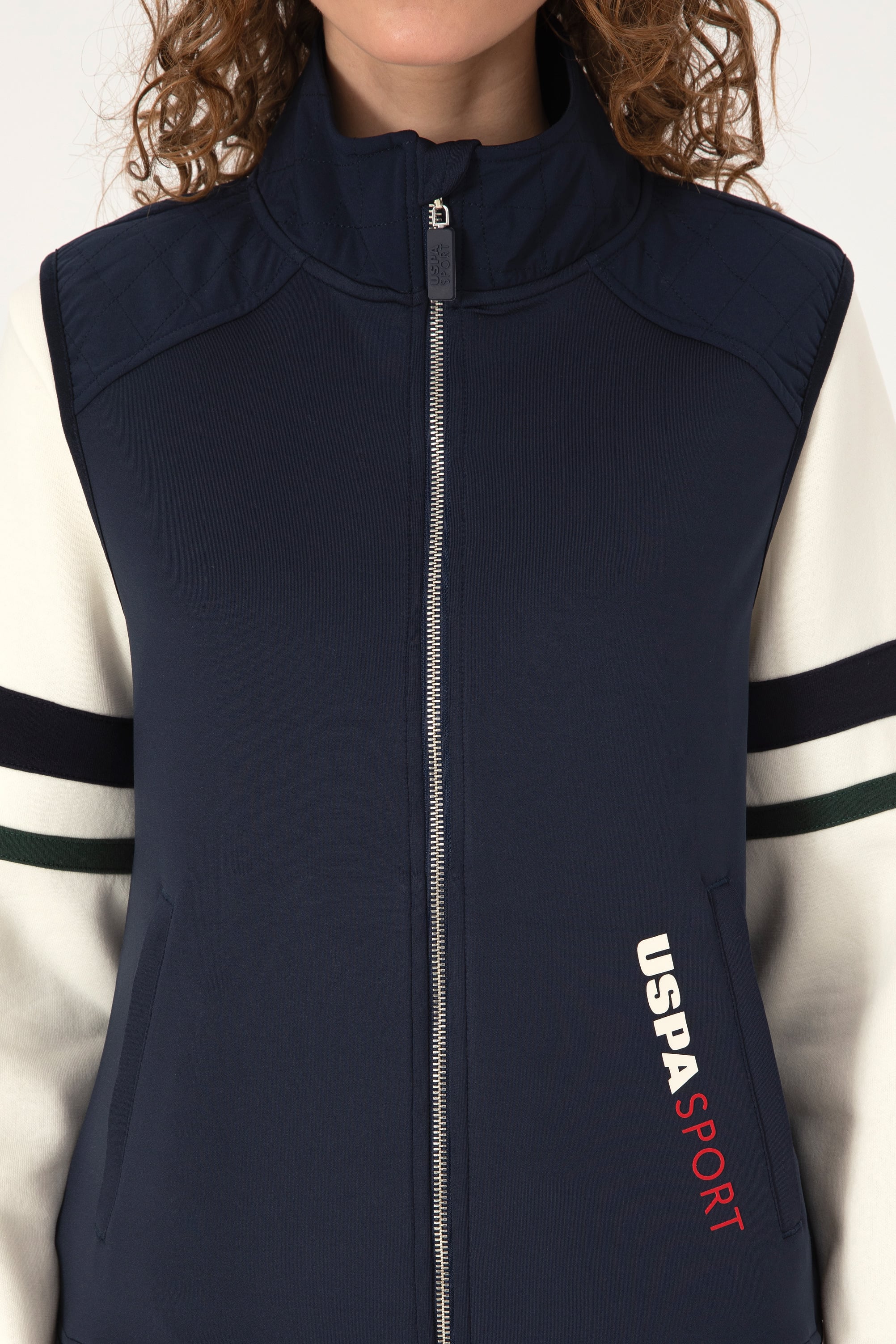 Kadın Lacivert Fermuarlı Dik Yaka Sweatshirt