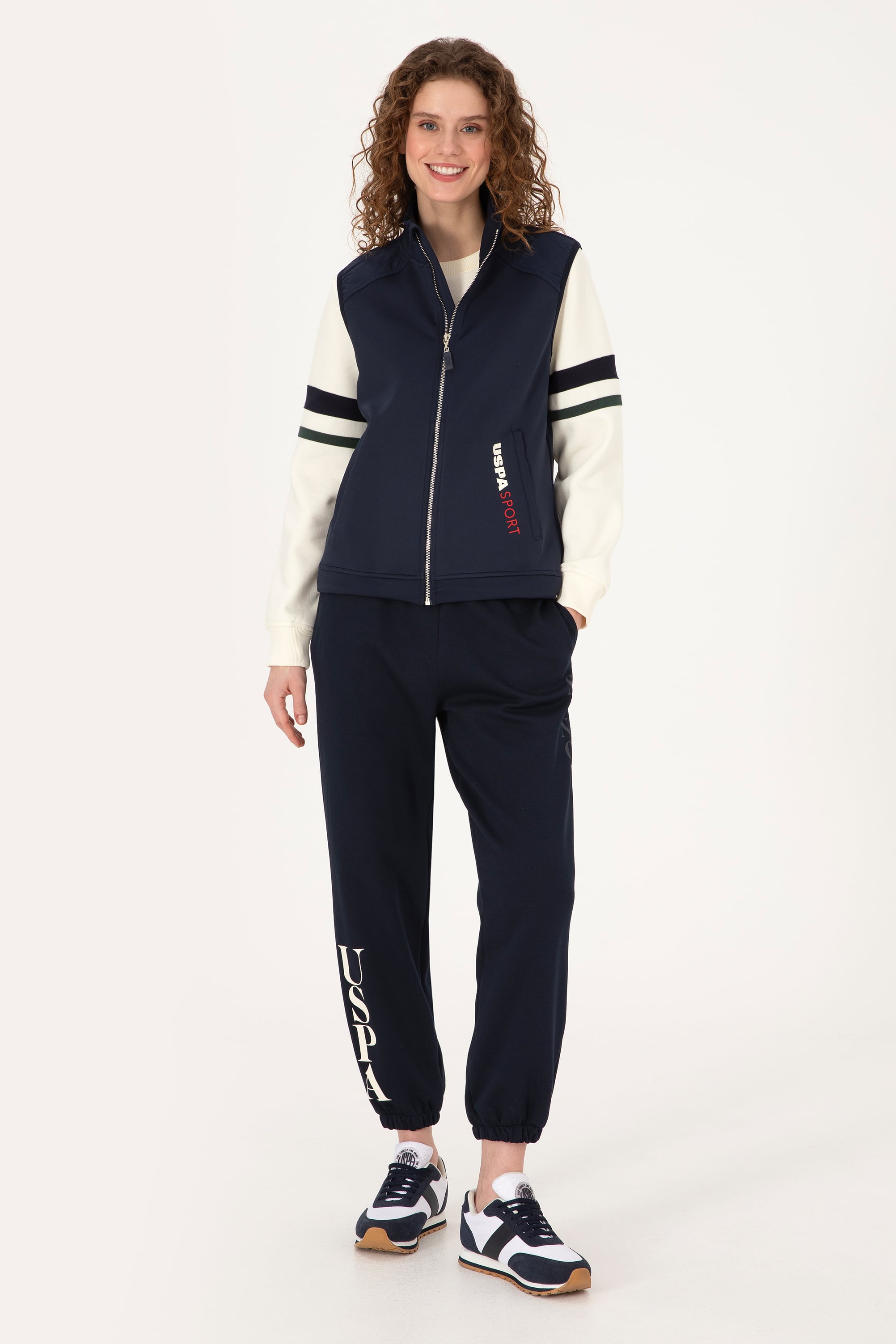 Kadın Lacivert Fermuarlı Dik Yaka Sweatshirt