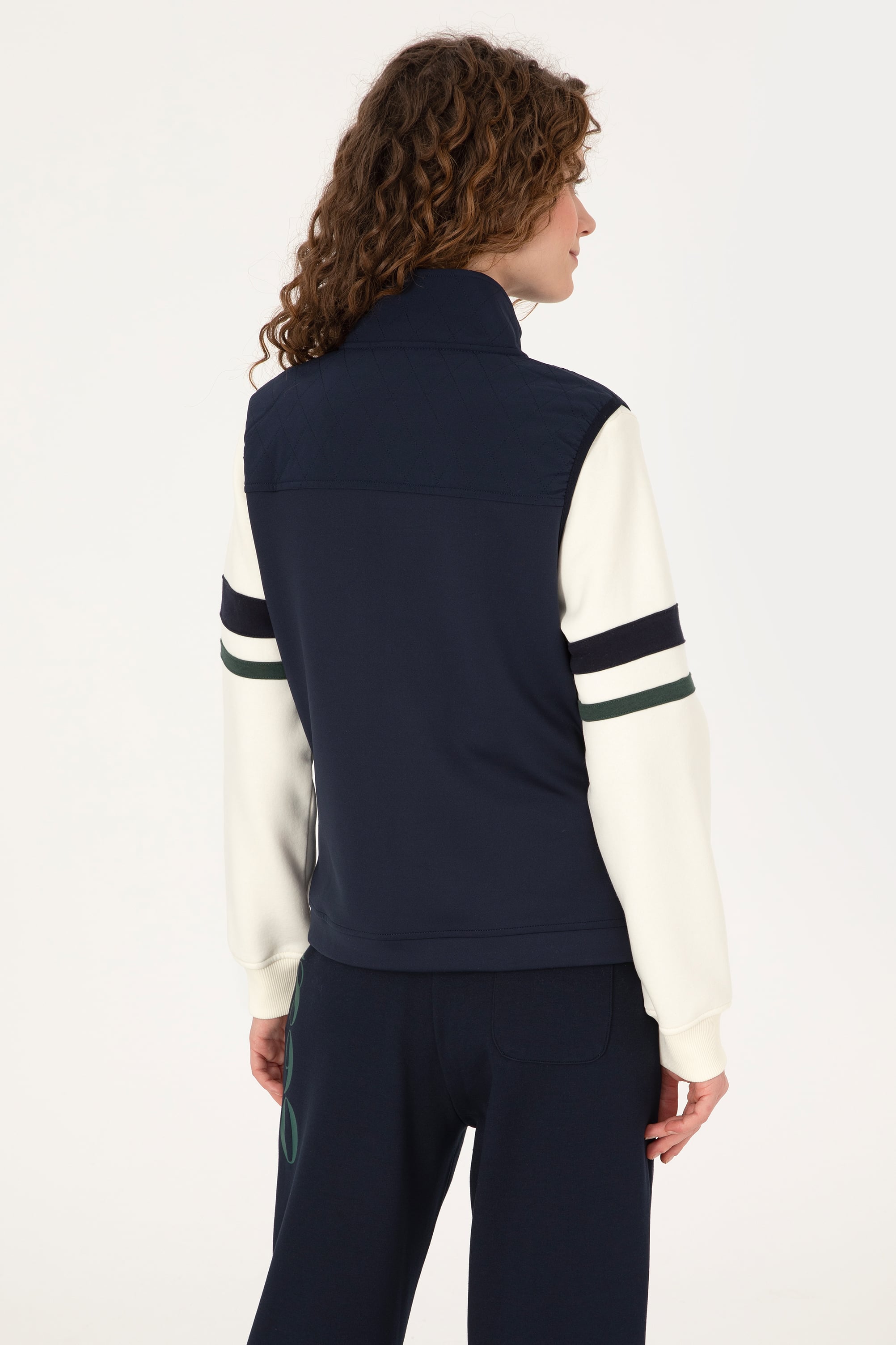 Kadın Lacivert Fermuarlı Dik Yaka Sweatshirt - Image 5
