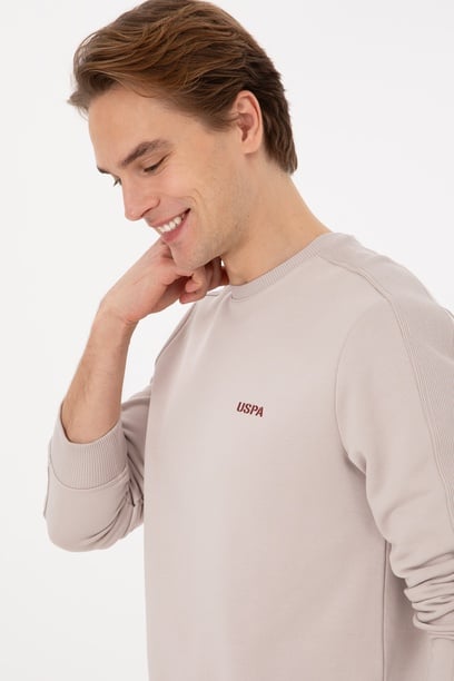 Erkek Regular Fit Bisiklet Yaka Taş Sweatshirt