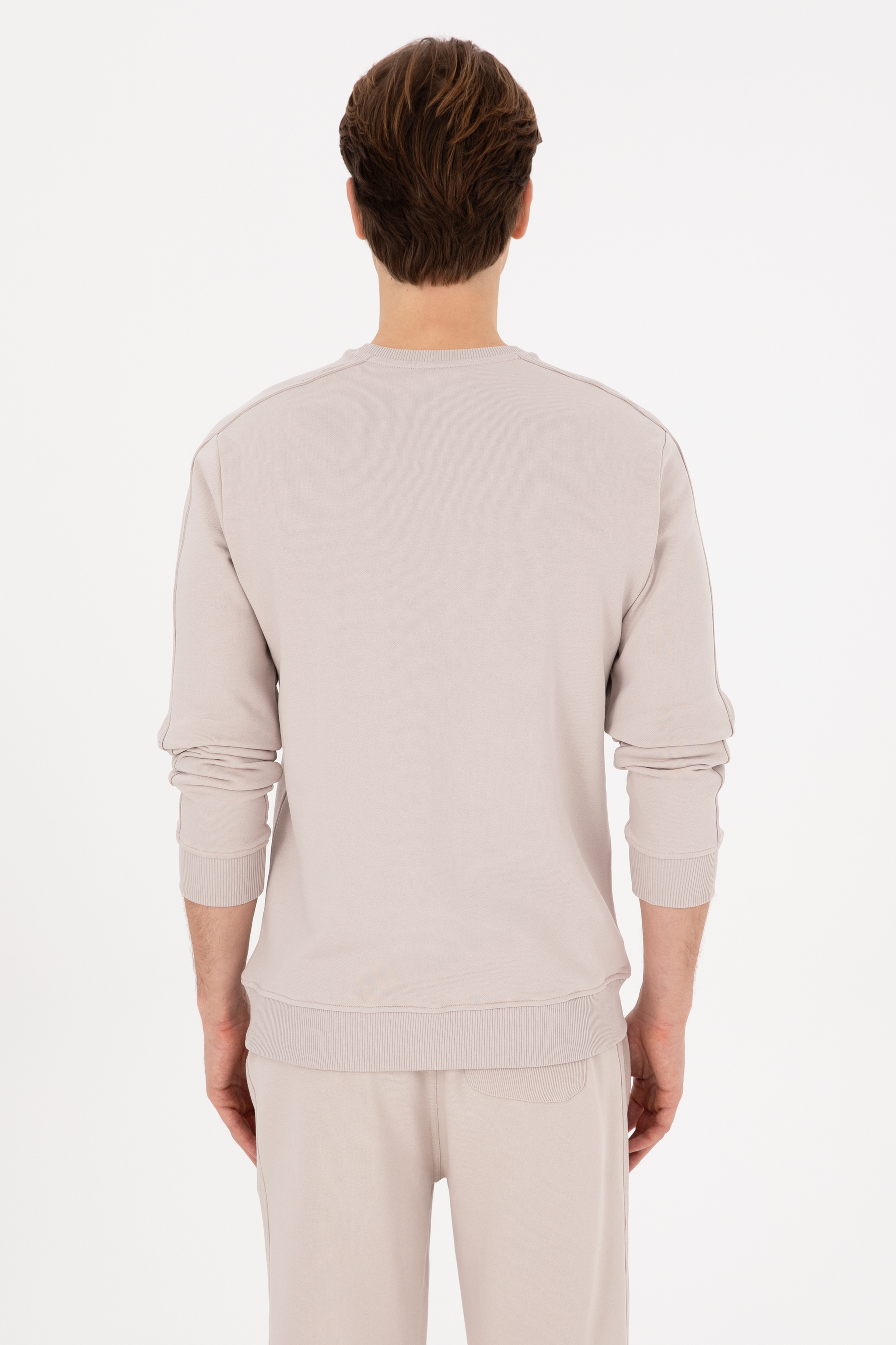 Erkek Regular Fit Bisiklet Yaka Taş Sweatshirt - Image 5