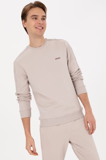 Erkek Regular Fit Bisiklet Yaka Taş Sweatshirt