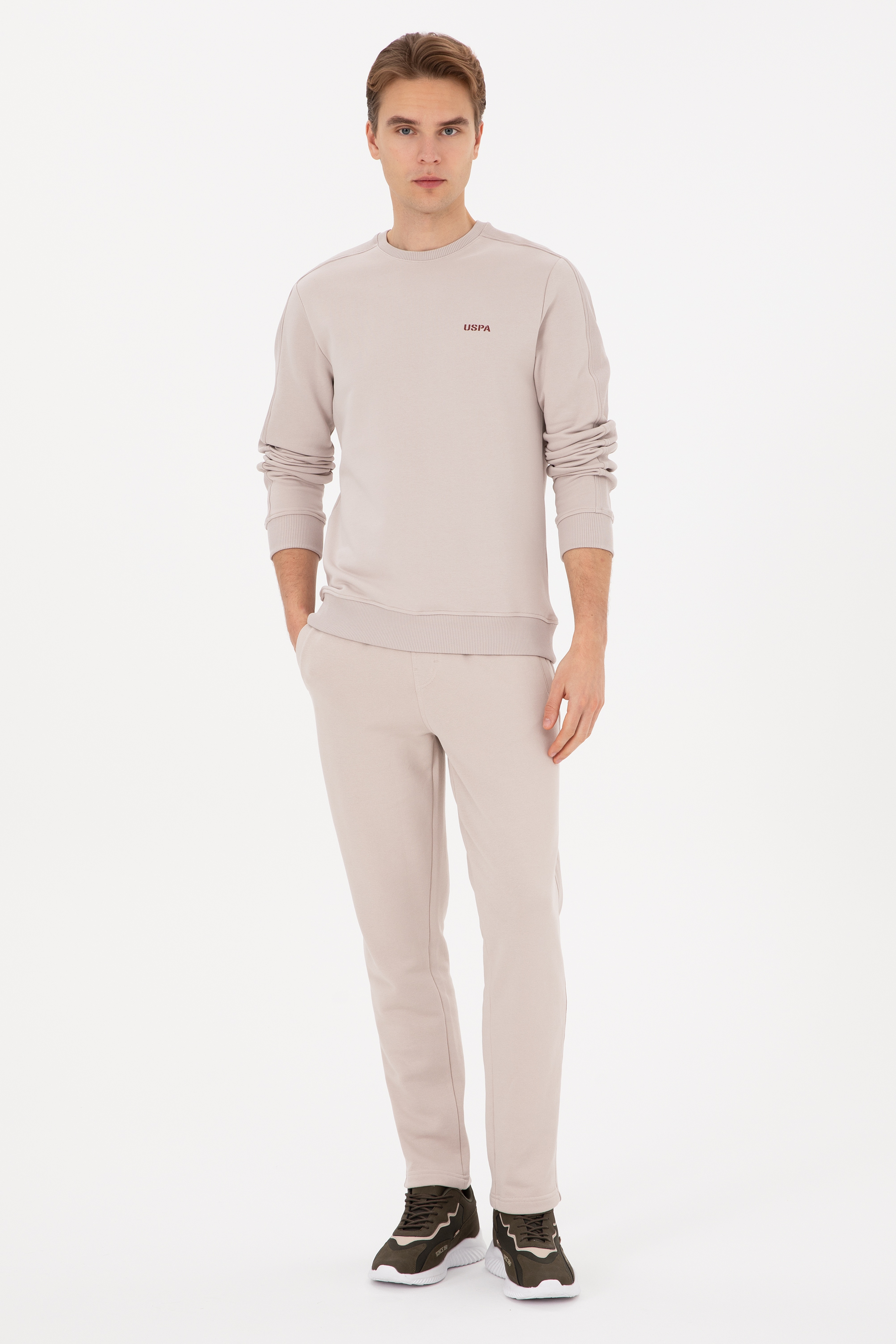 Erkek Regular Fit Bisiklet Yaka Taş Sweatshirt
