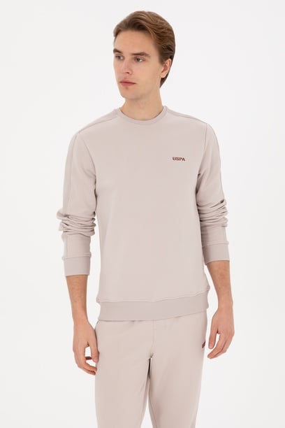 Erkek Regular Fit Bisiklet Yaka Taş Sweatshirt