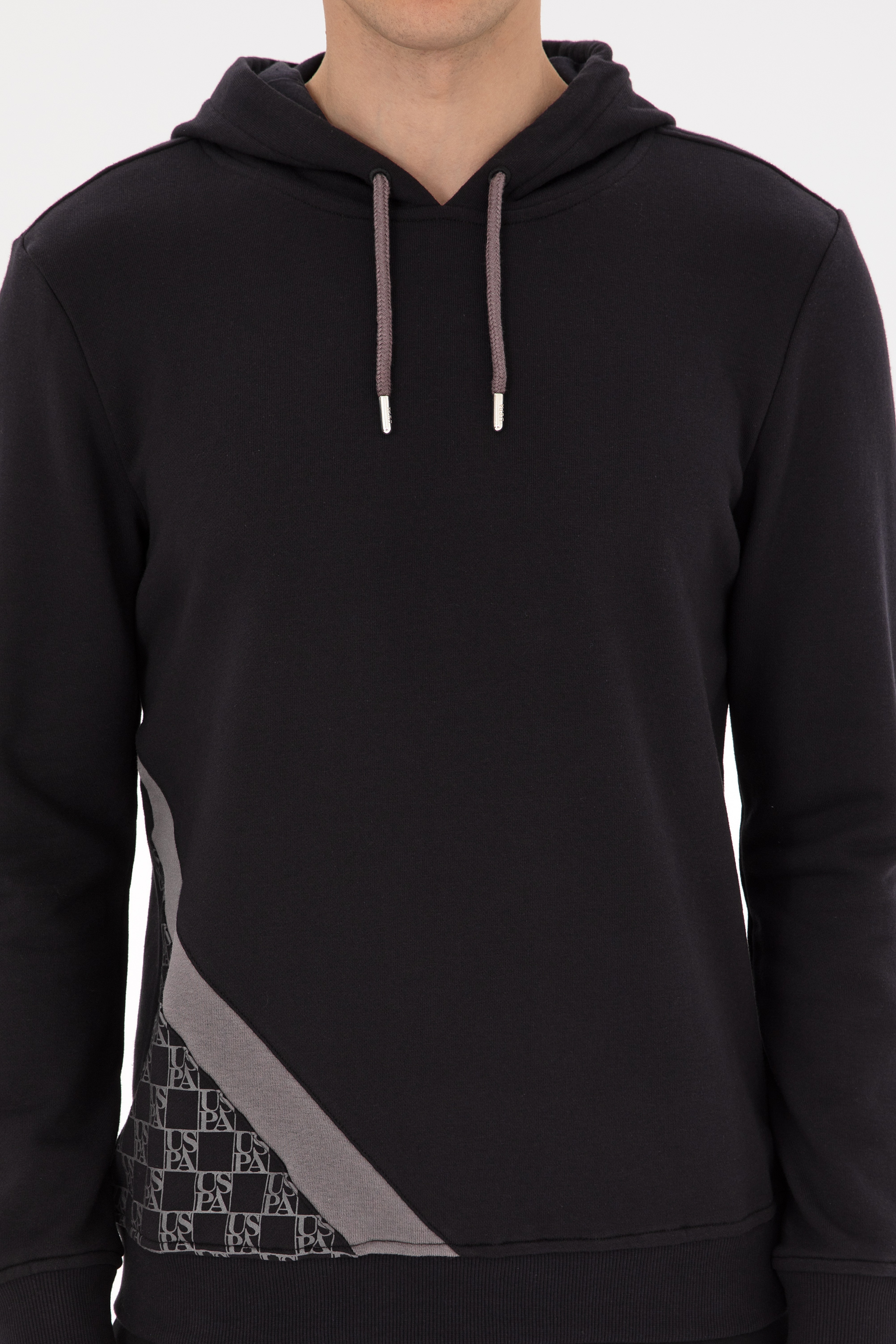 Erkek Regular Fit Kapüşonlu Siyah Sweatshirt - Image 6