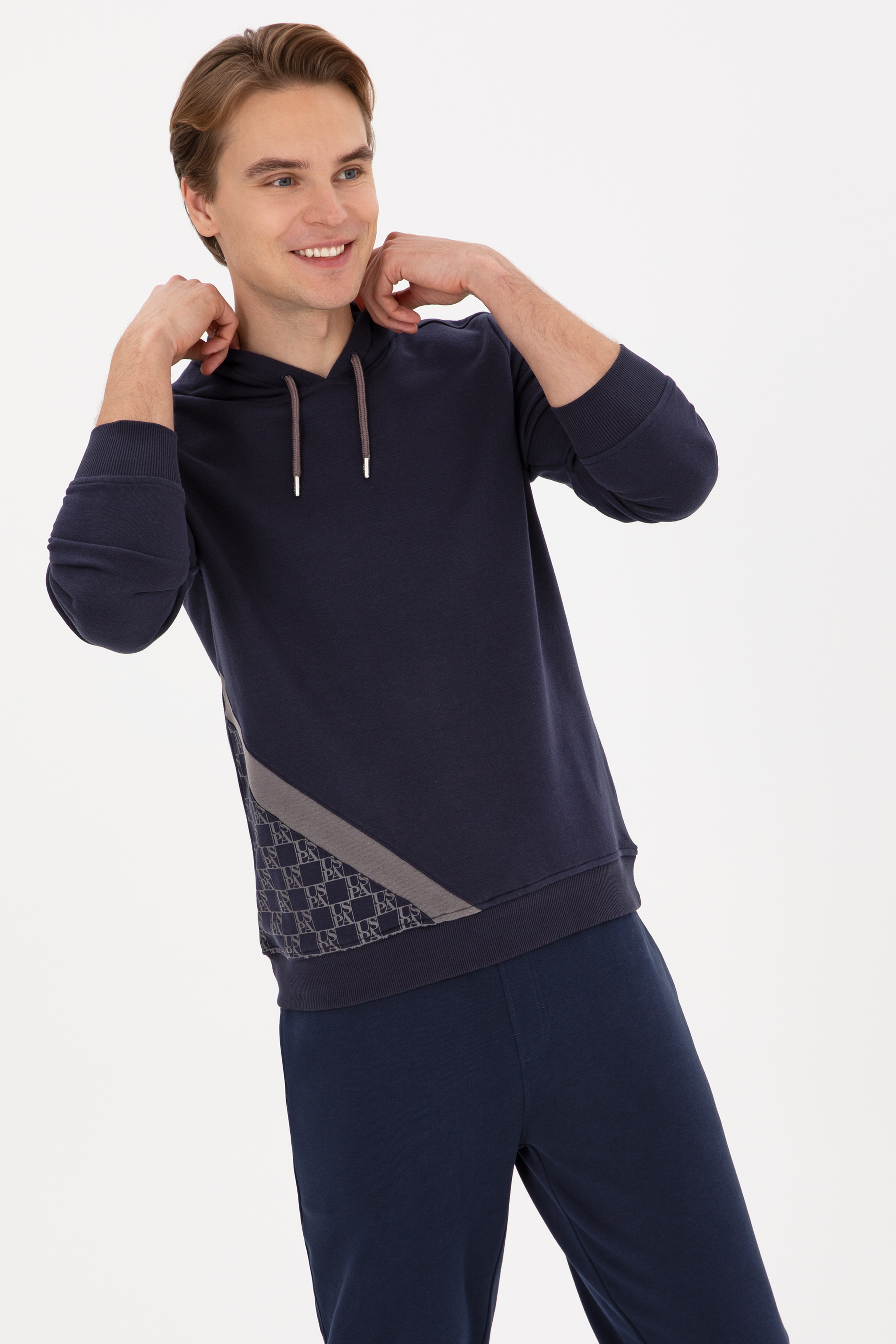 Erkek Regular Fit Kapüşonlu Lacivert Sweatshirt