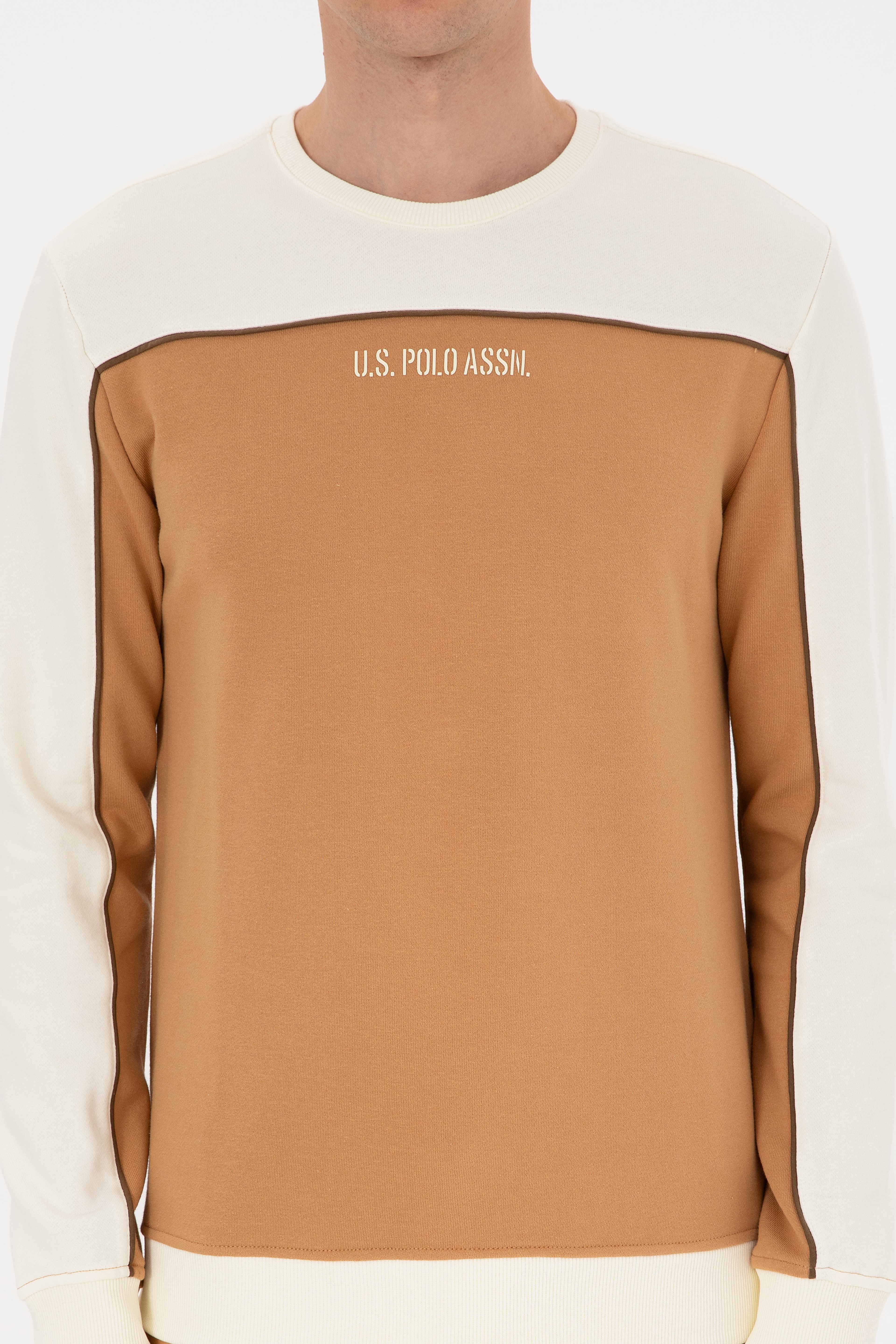 Erkek Regular Fit Bisiklet Yaka Camel Sweatshirt