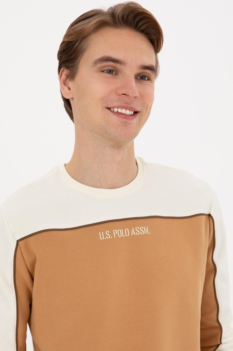 Erkek Regular Fit Bisiklet Yaka Camel Sweatshirt