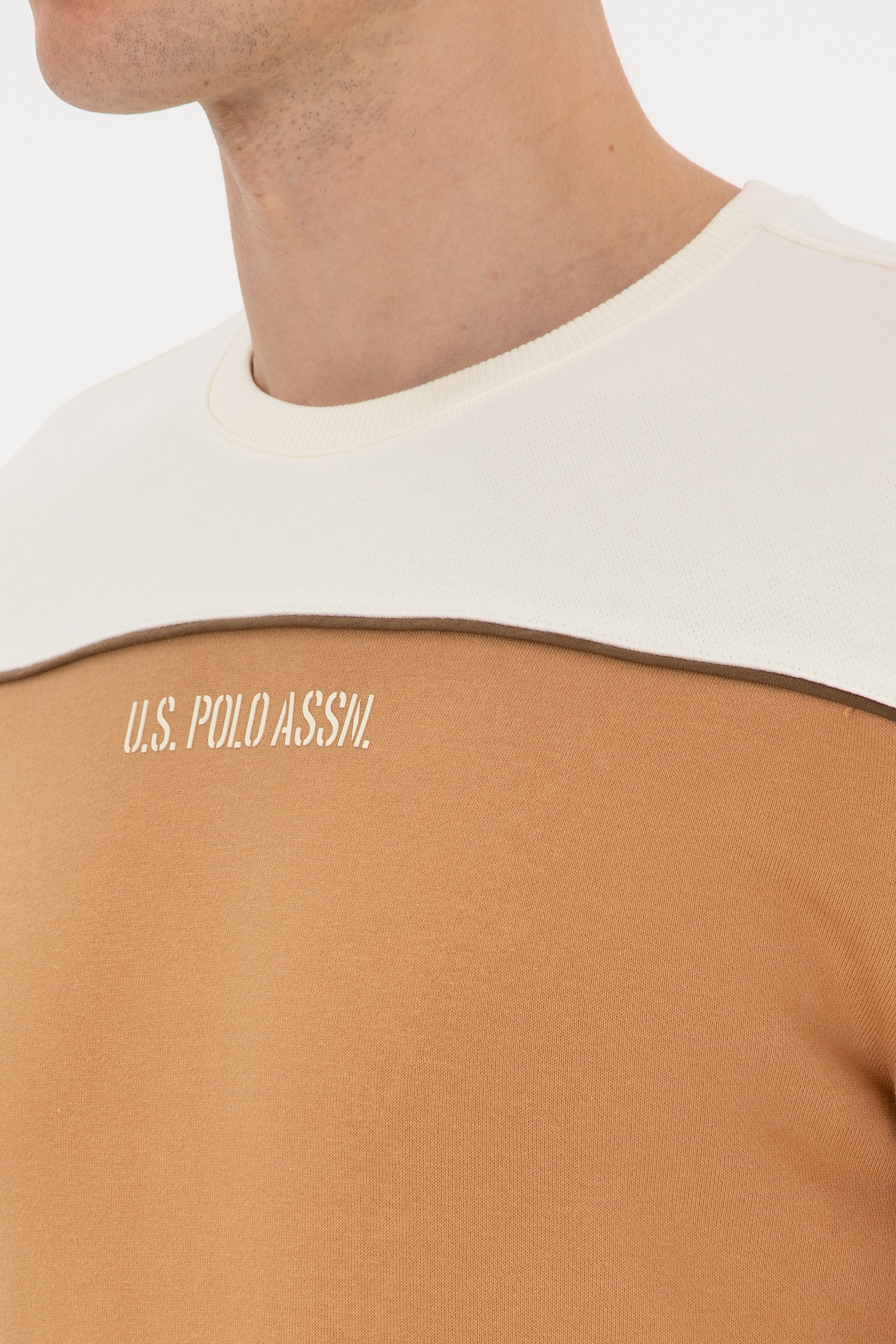 Erkek Regular Fit Bisiklet Yaka Camel Sweatshirt - Image 7