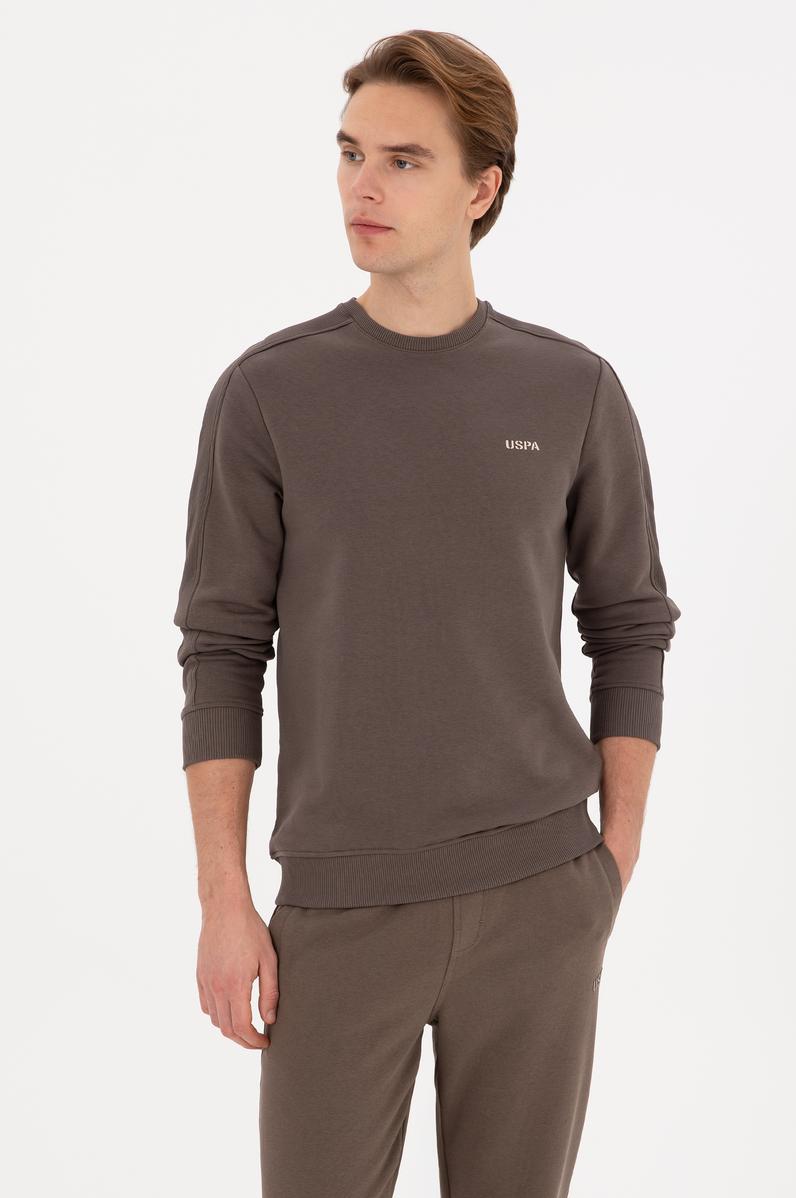 Erkek Regular Fit Bisiklet Yaka Vizon Sweatshirt