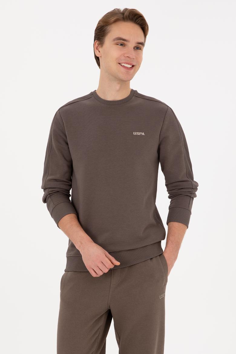 Erkek Regular Fit Bisiklet Yaka Vizon Sweatshirt - 50315598006
