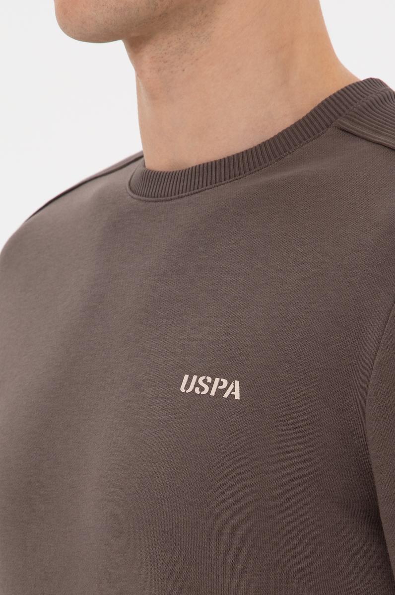 Erkek Regular Fit Bisiklet Yaka Vizon Sweatshirt