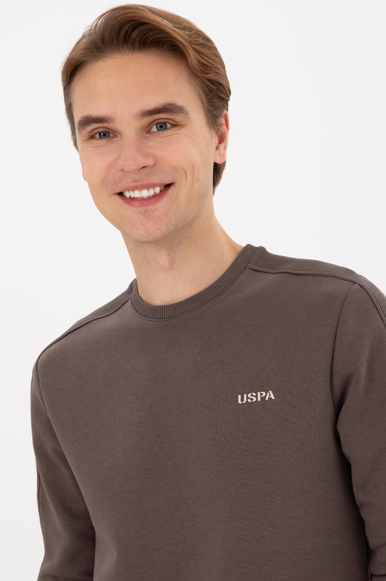 Erkek Regular Fit Bisiklet Yaka Vizon Sweatshirt